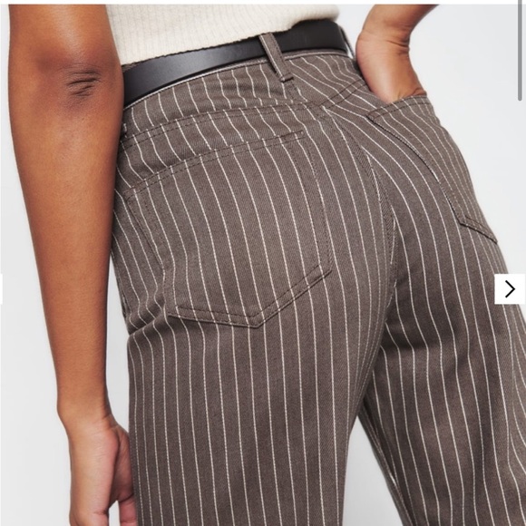 Reformation Jeans Wilder High Rise Wide Leg Jeans in Cacao Pinstripe Size 23 - Picture 7 of 10